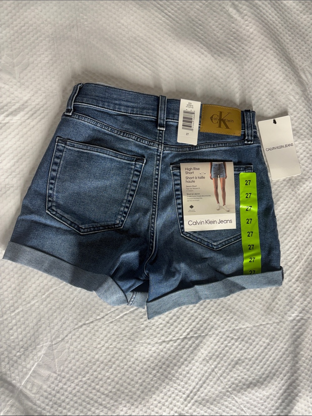 Calvin Klein Mid Wash High-Rise Cuffed Jean Shorts